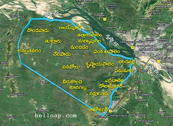 AP New Capital City Map and Border Villages - Hello AP and Telangana