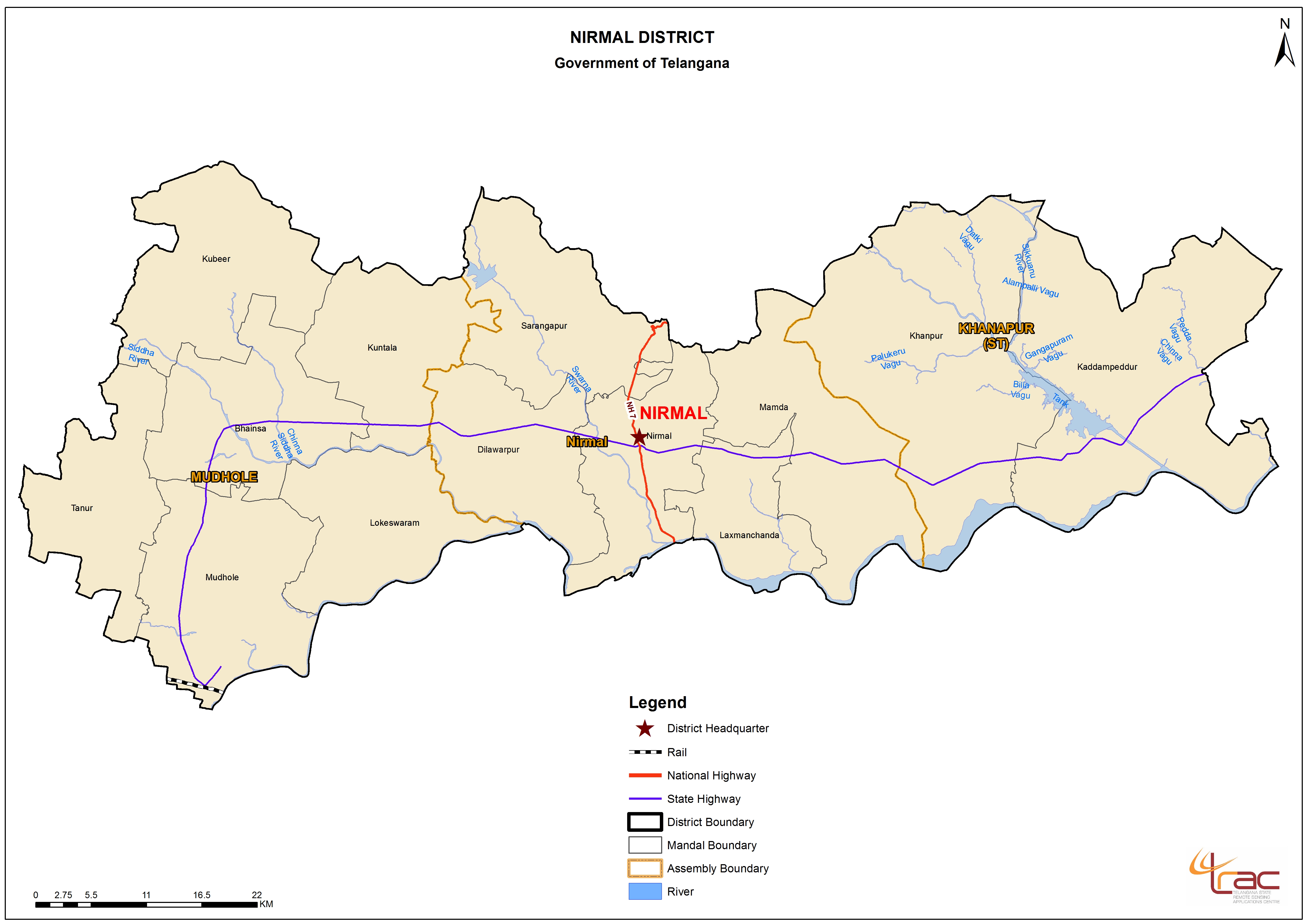 Nirmal District of Telangana – Map, New Mandals, Assembly