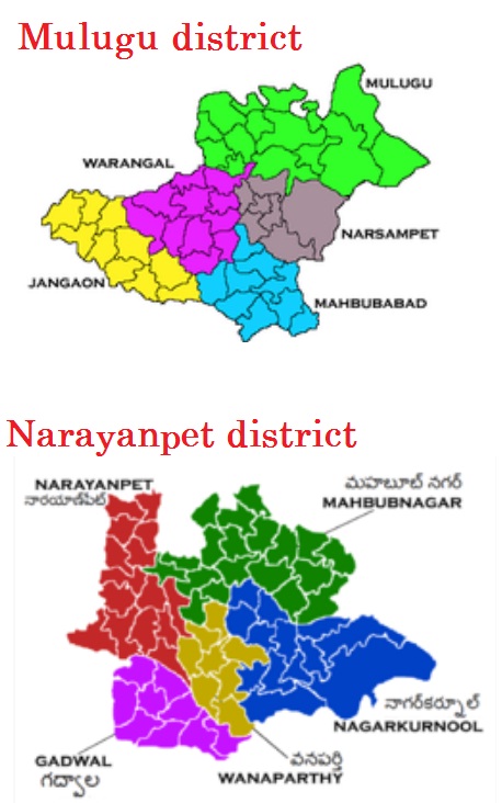 Mulugu district map and Narayanpet Map